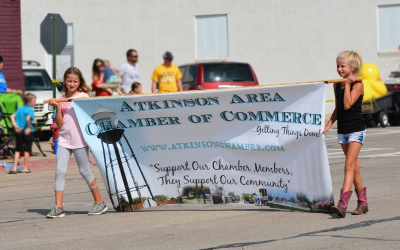The Atkinson Chamber of Commerce banner at the Hay Days parade.